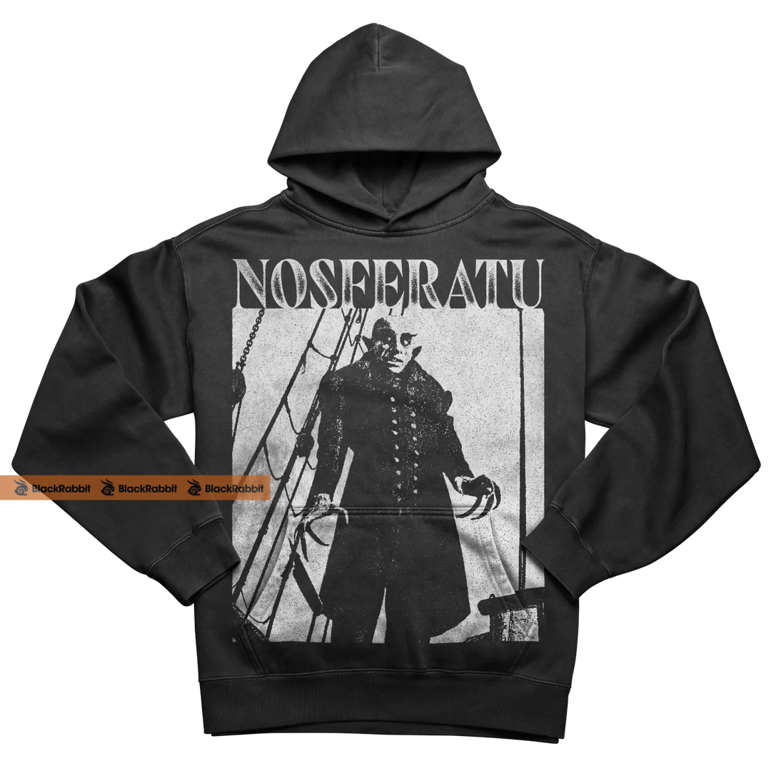 Black hoodie with Nosferatu graphic.