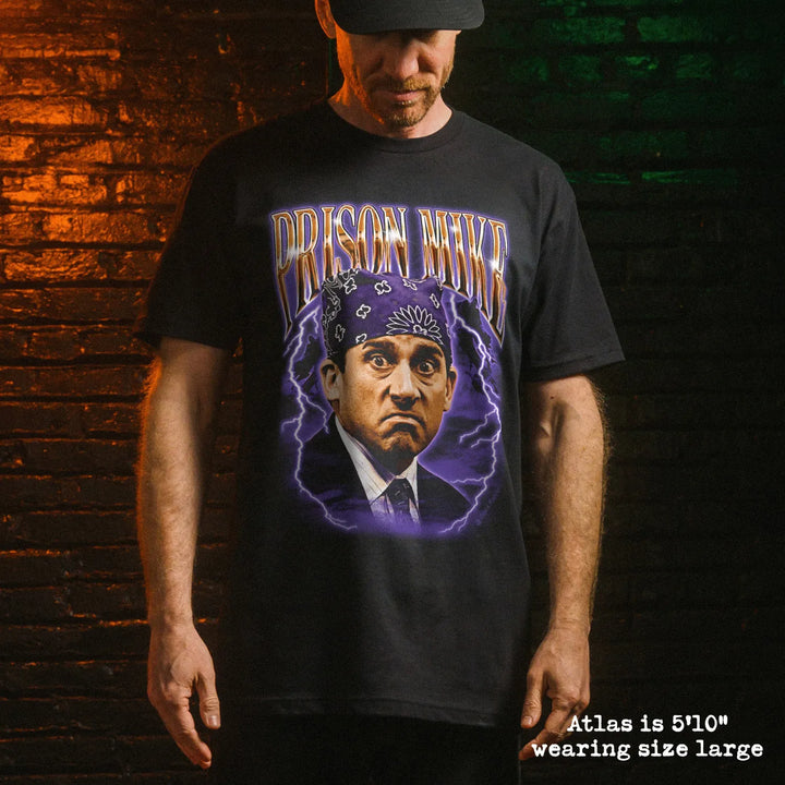 Male model wear soft premium tee with prison mike graphic
