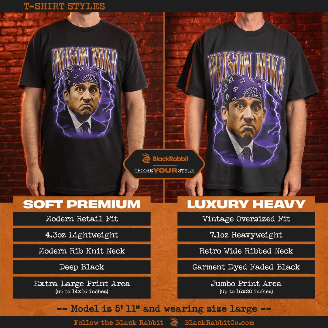 Black rabbit t-shirt with lightning bolt design and retro fit.