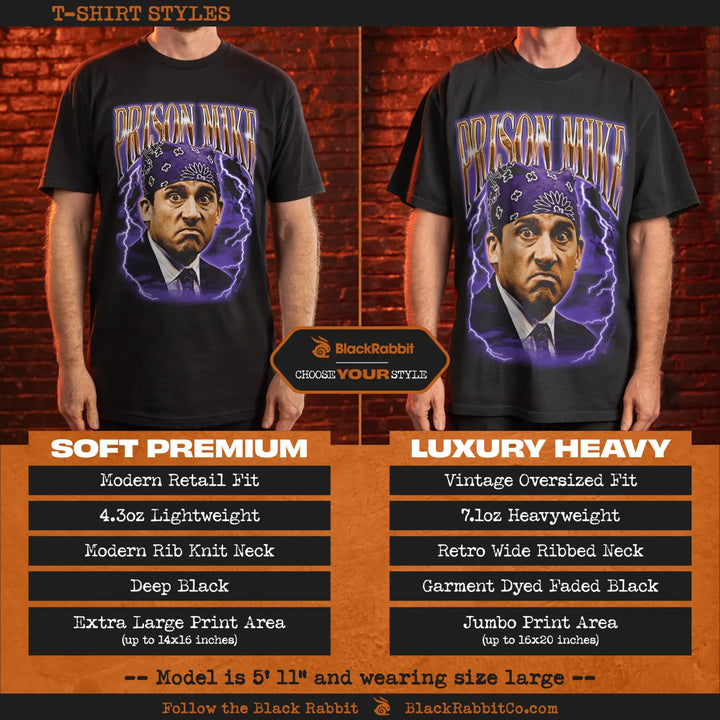 Black rabbit t-shirt with lightning bolt design and retro fit.