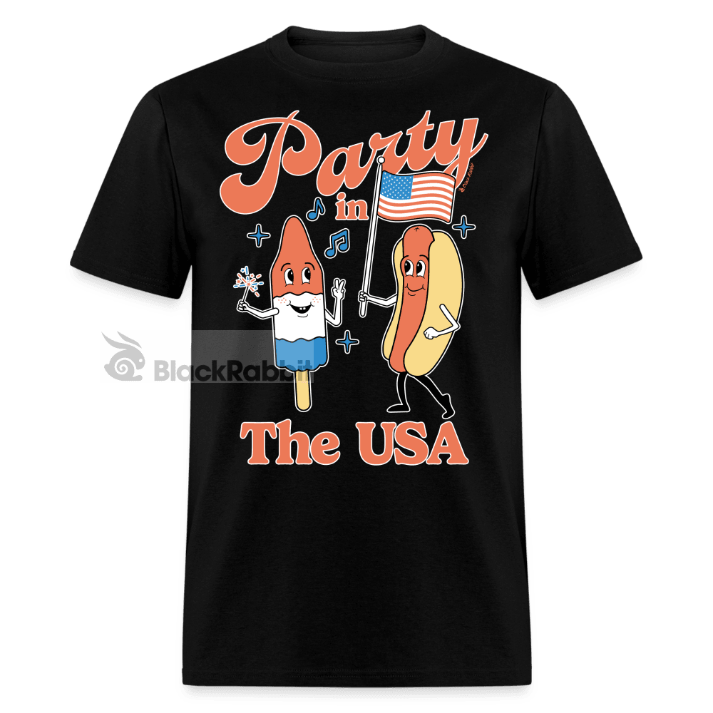Party In The USA Retro 4th of July Patriotic Unisex Classic T-Shirt - black