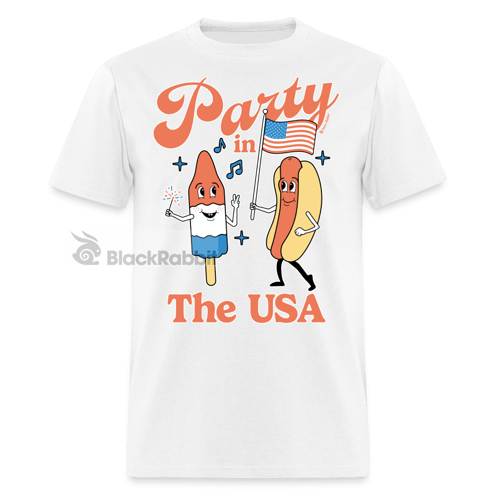 Party In The USA Retro 4th of July Patriotic Unisex Classic T-Shirt - white
