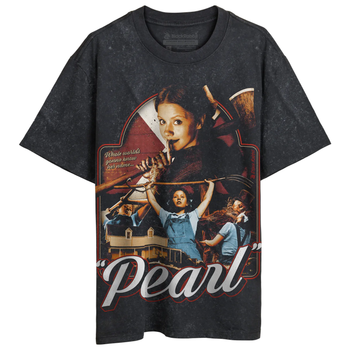 Dark gray ’Pearl’ movie poster t-shirt.