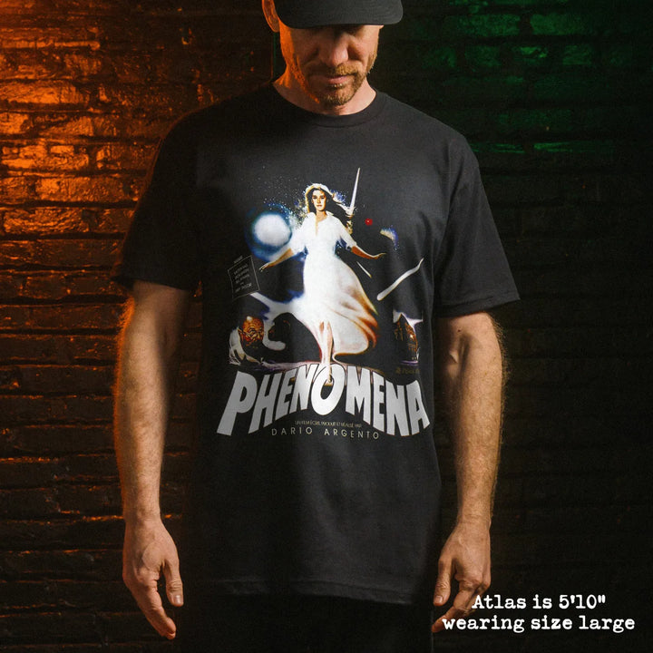 Male model wear soft premium tee with Phenomena graphic

