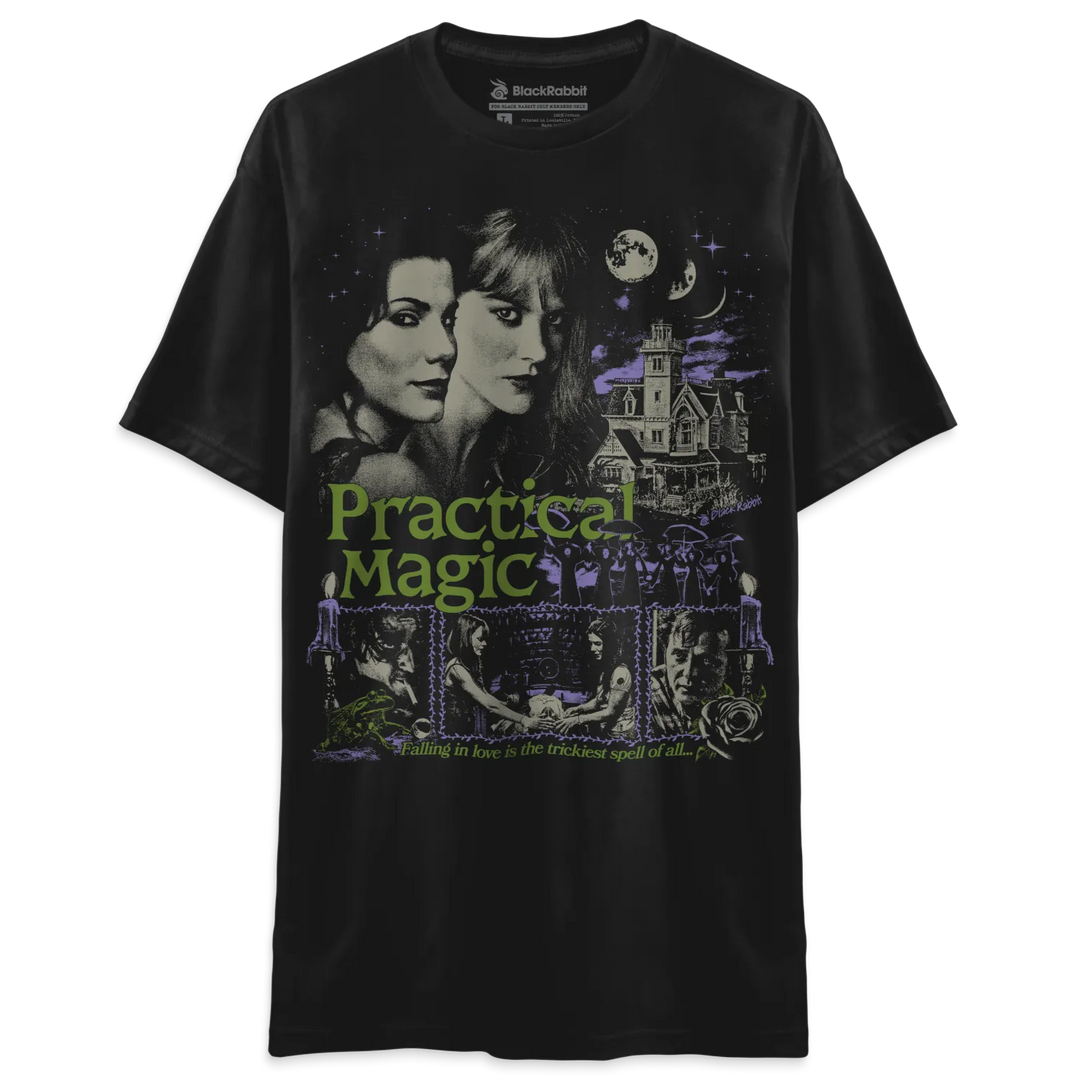 Black ’Practical Magic’ graphic t-shirt.