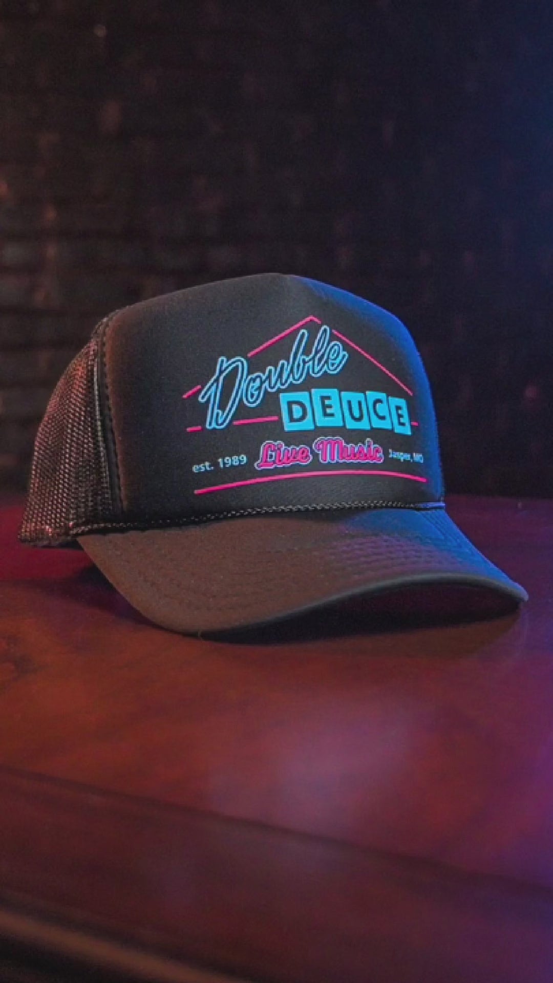 Black trucker hat. 