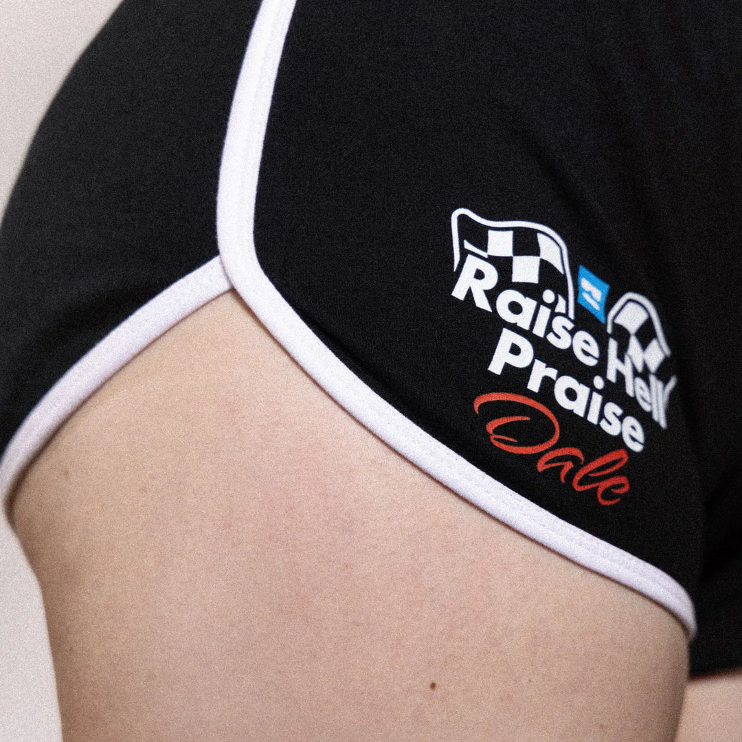 Female model wearing the Black / White variant of Black Rabbit&