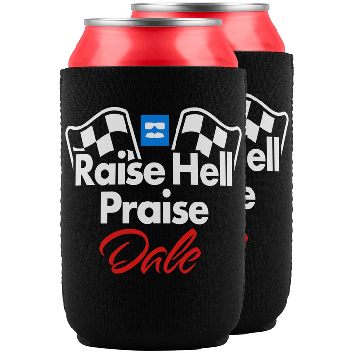 Two black can coolers with red soda cans.