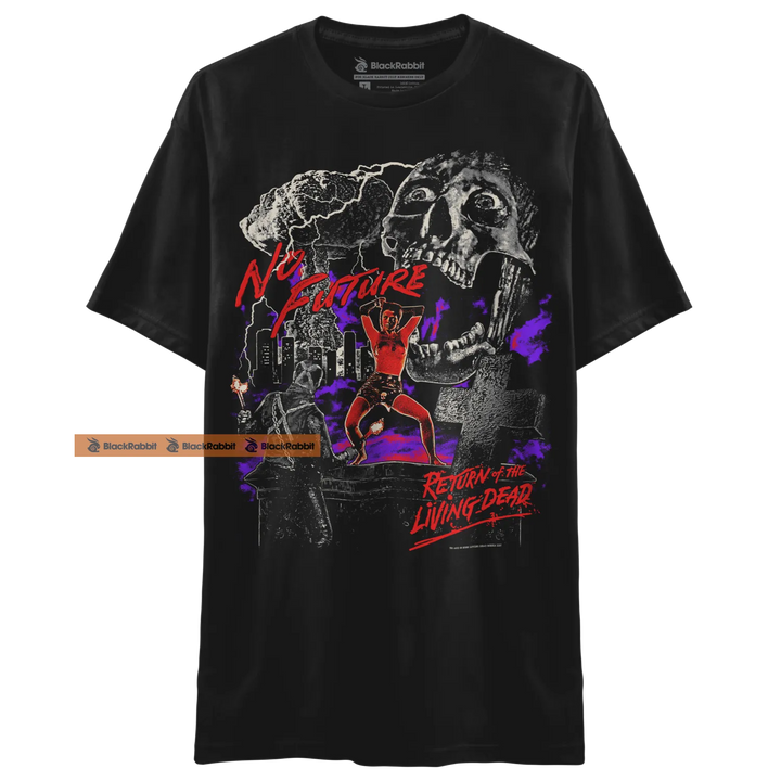 Black graphic tee.