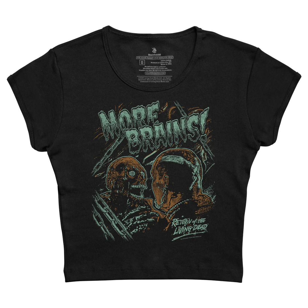 Black Rabbit Crop Baby Tee featuring Return of the Living Dead More Brains design 