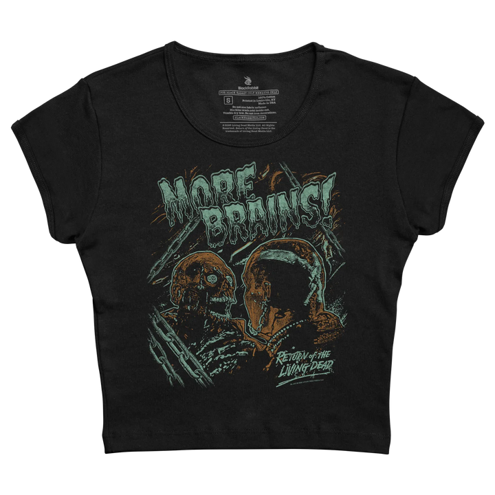 Black Rabbit Crop Baby Tee featuring Return of the Living Dead More Brains design 