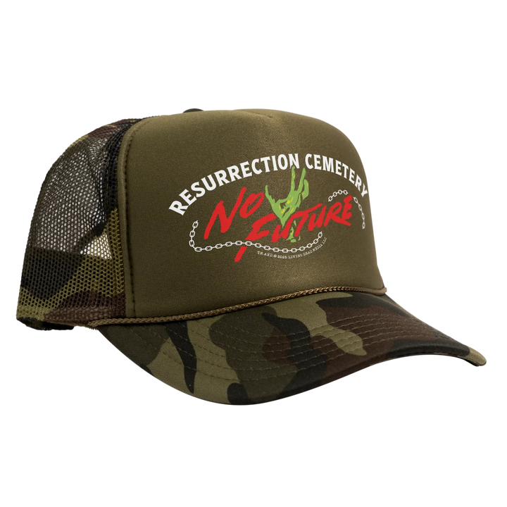 Camo and olive green trucker hat.