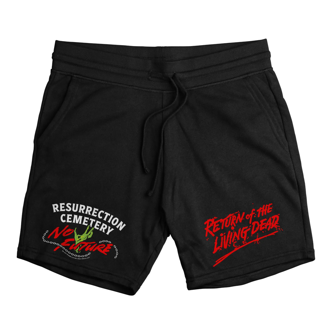 Black graphic shorts.