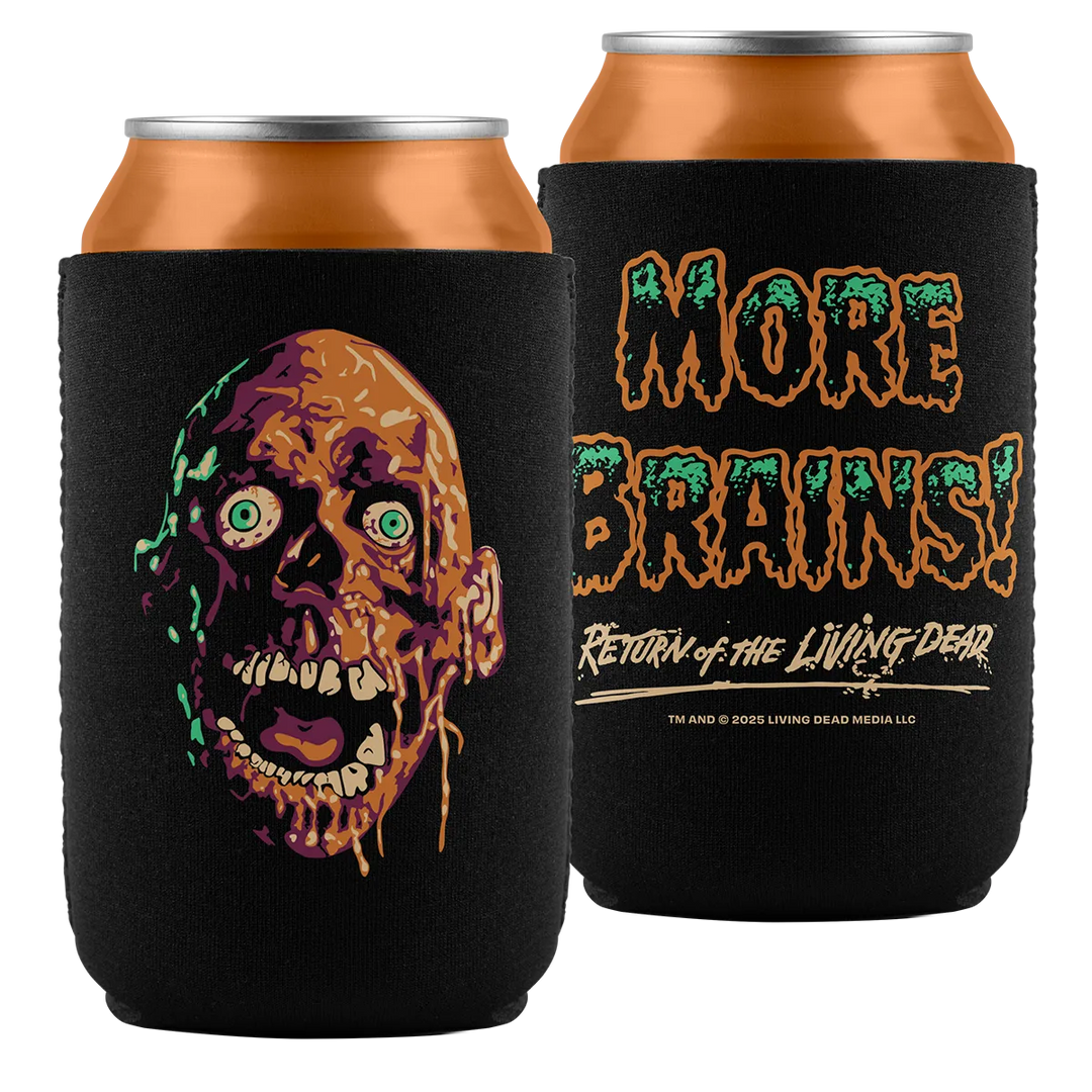 Zombie-themed can coolers.
