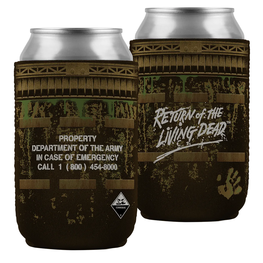 Two beer cans with ’Return of the Living Dead’ themed design.