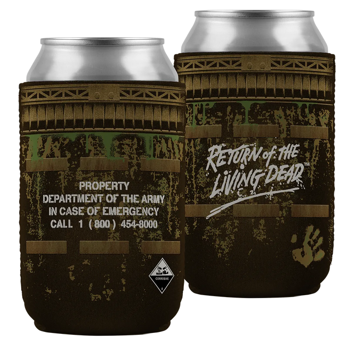 Two beer cans with ’Return of the Living Dead’ themed design.