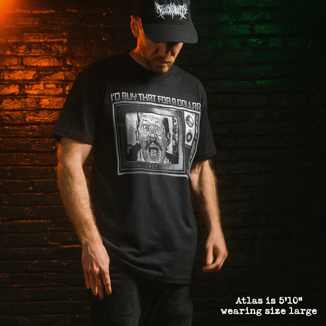 Male model wear soft premium tee with robocop graphic
