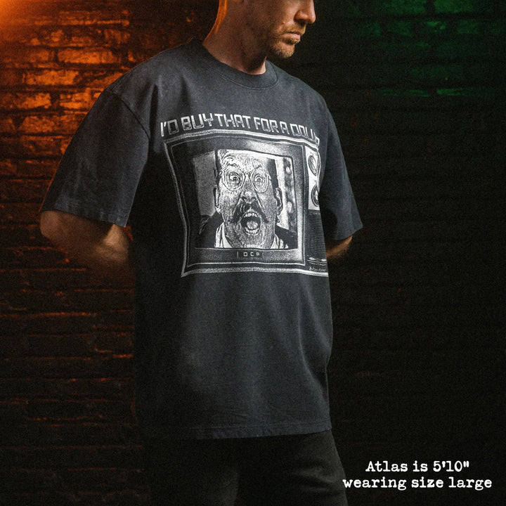 Male model wearing stone wash heavy tee with i&