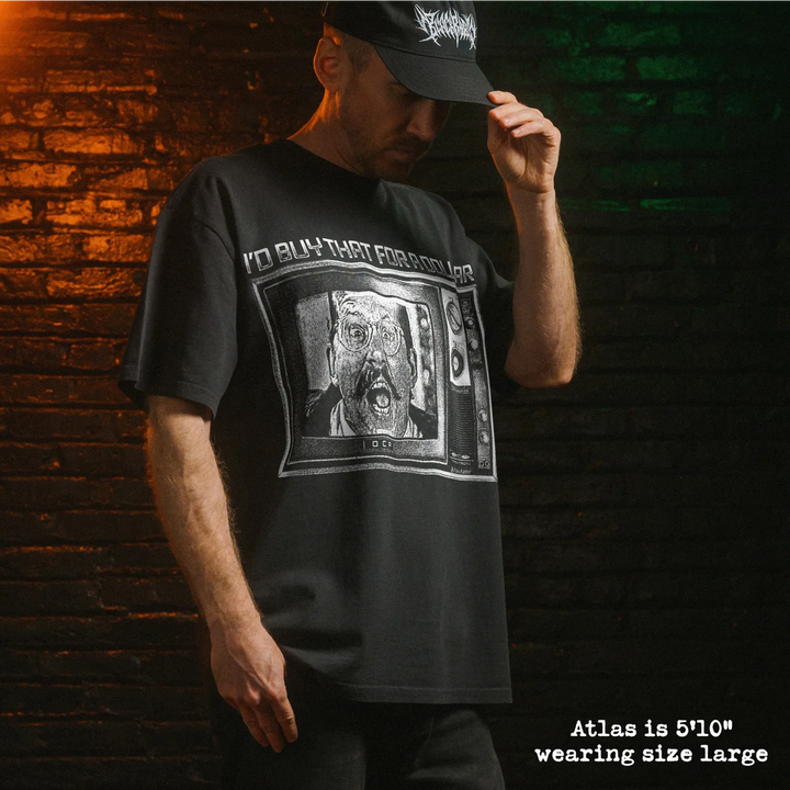 Model wearing heavy tee with i&