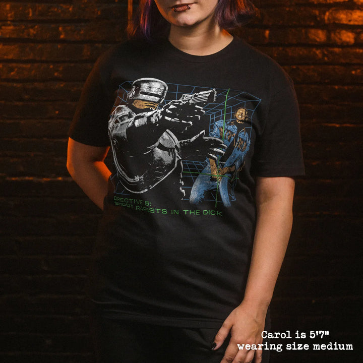 model wear soft premium tee with dick shot graphic
