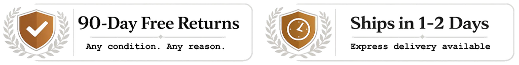 Ships in 1-2 days badge with gold shield icon and black background.