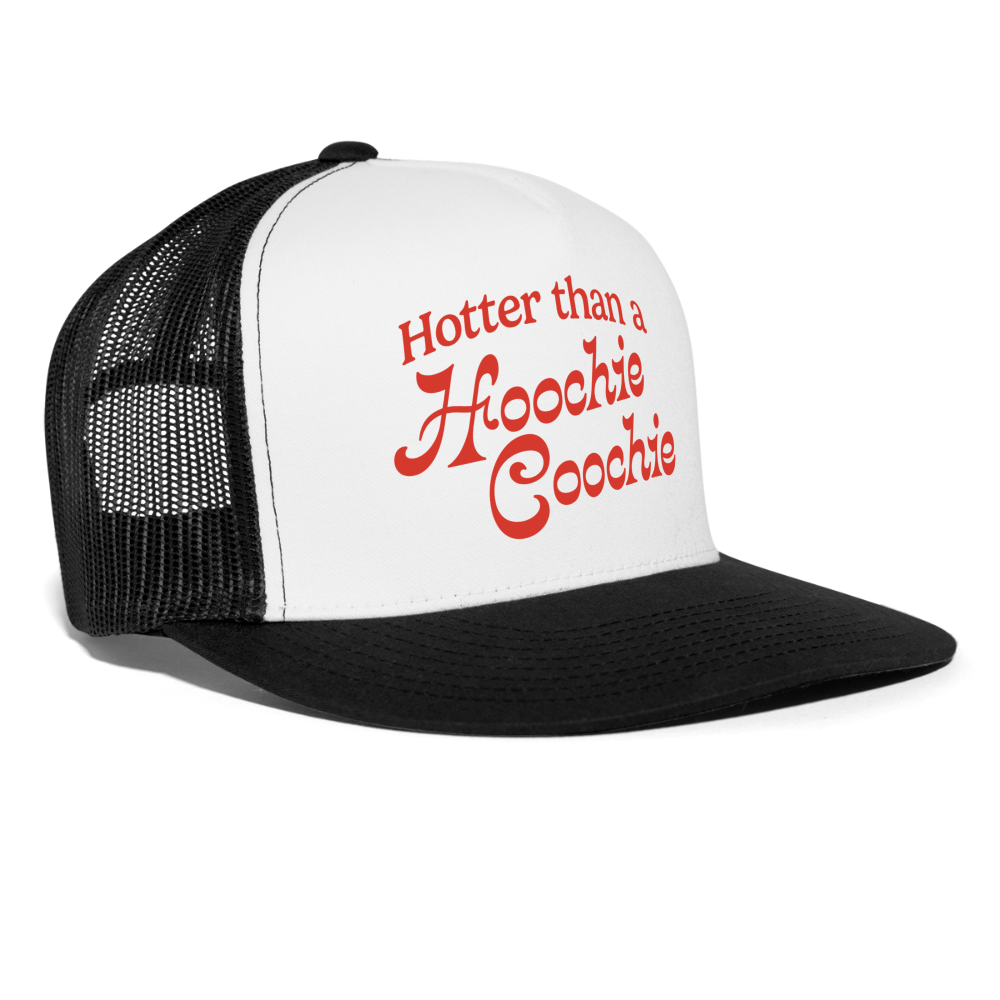 Alan Jackson Hotter Than A Hoochie Coochie 90s Country Retro Trucker Hat - white/black