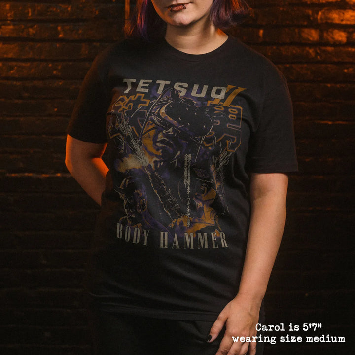 model wear soft premium tee with tetsuo II graphic
