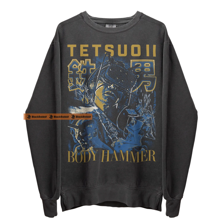 Gray graphic sweatshirt.