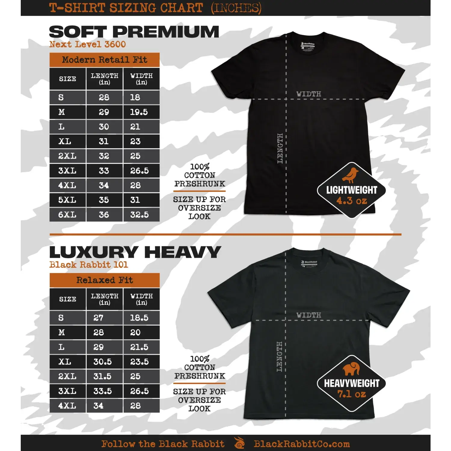 Black Rabbit Sizing Charts & Product Info