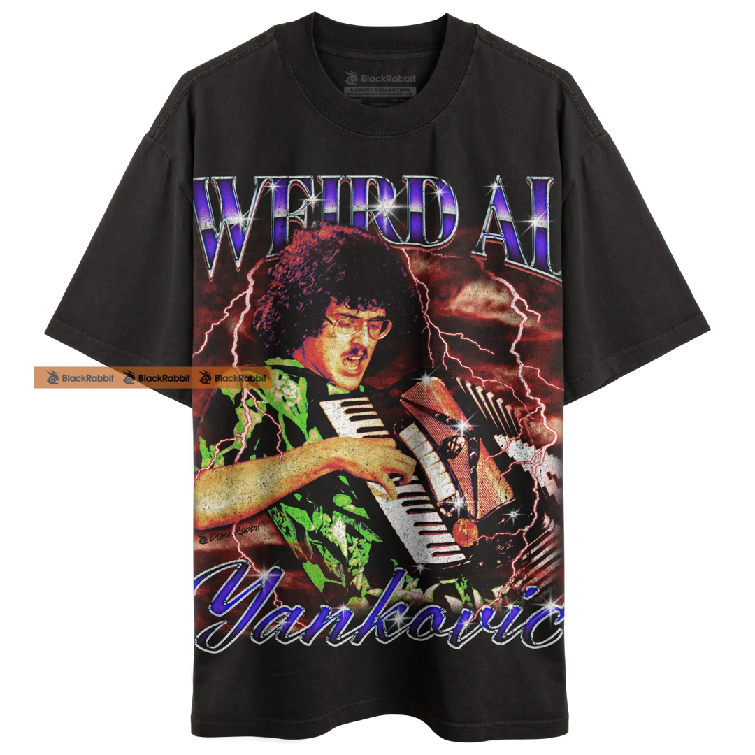 Black Weird Al Yankovic t-shirt.