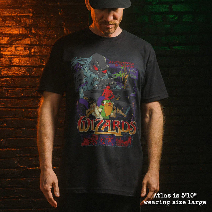 Male model wear soft premium tee with wizards graphic
