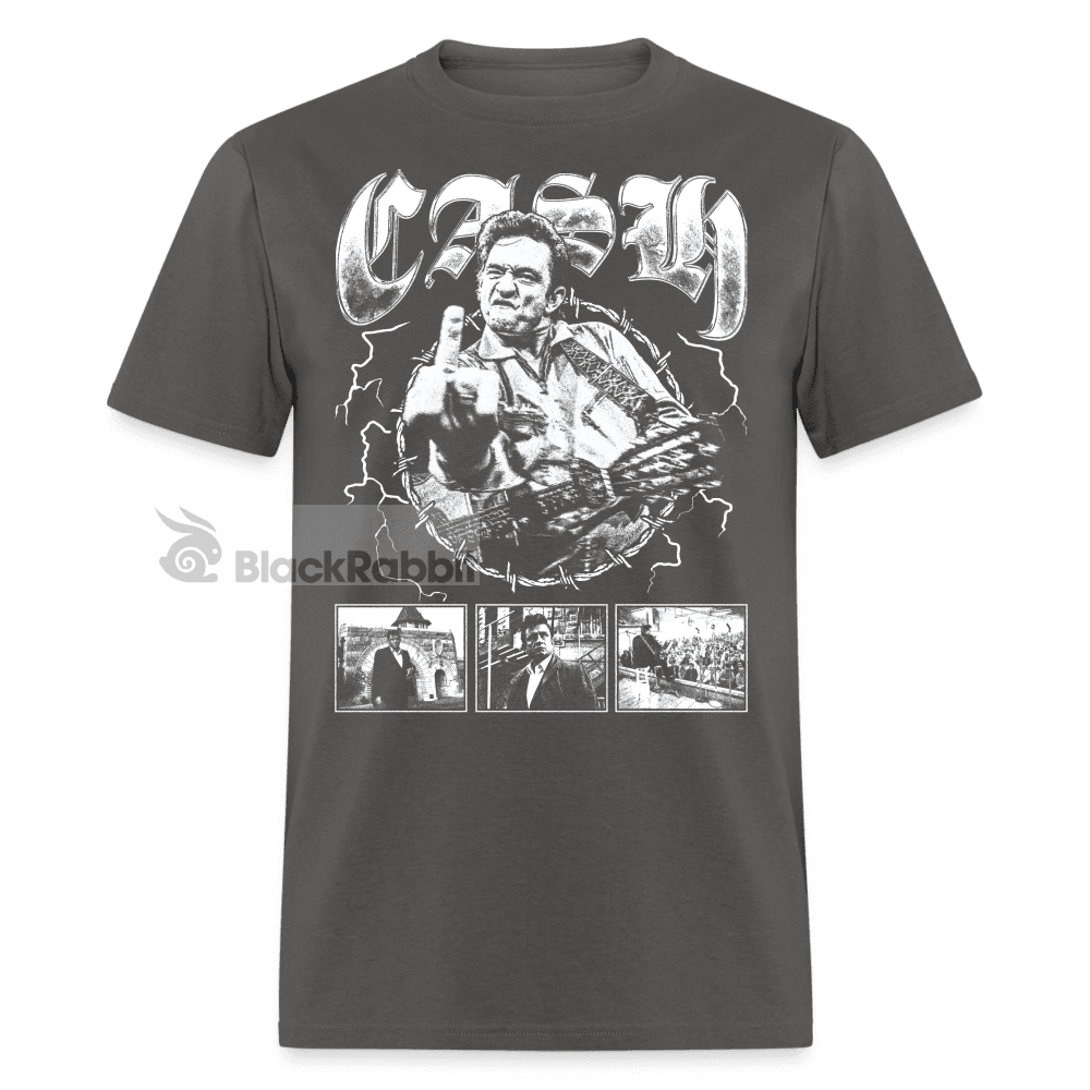 Johnny Cash Middle Finger Outlaw Country Retro Vintage Bootleg Hip Hop Unisex Classic T-Shirt - charcoal