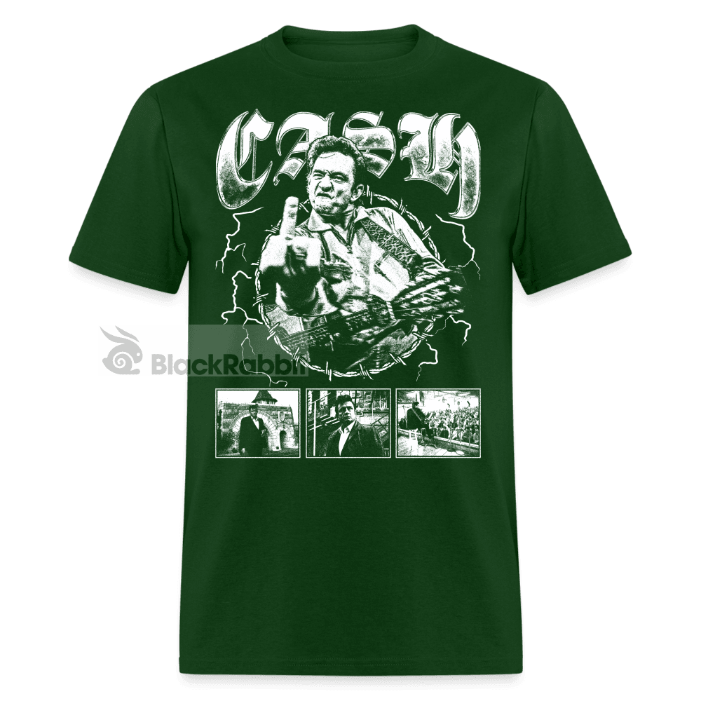 Johnny Cash Middle Finger Outlaw Country Retro Vintage Bootleg Hip Hop Unisex Classic T-Shirt - forest green