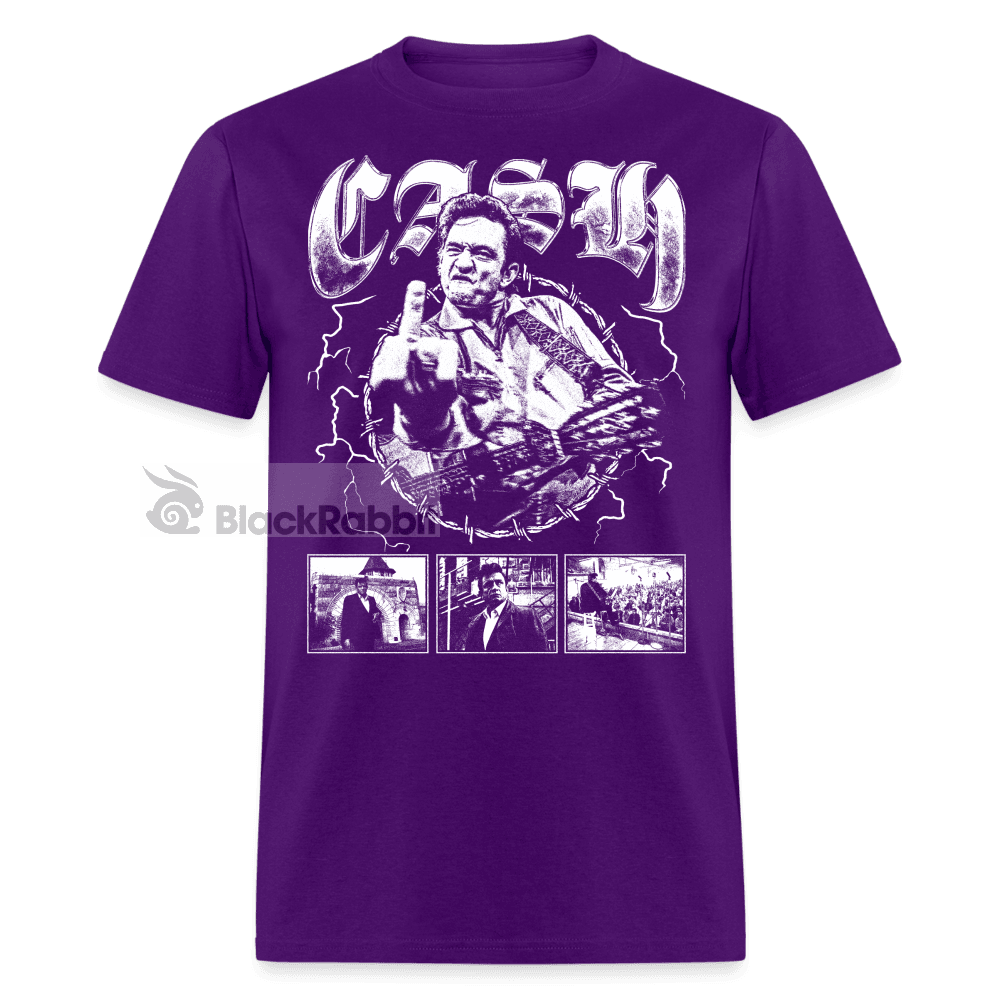 Johnny Cash Middle Finger Outlaw Country Retro Vintage Bootleg Hip Hop Unisex Classic T-Shirt - purple
