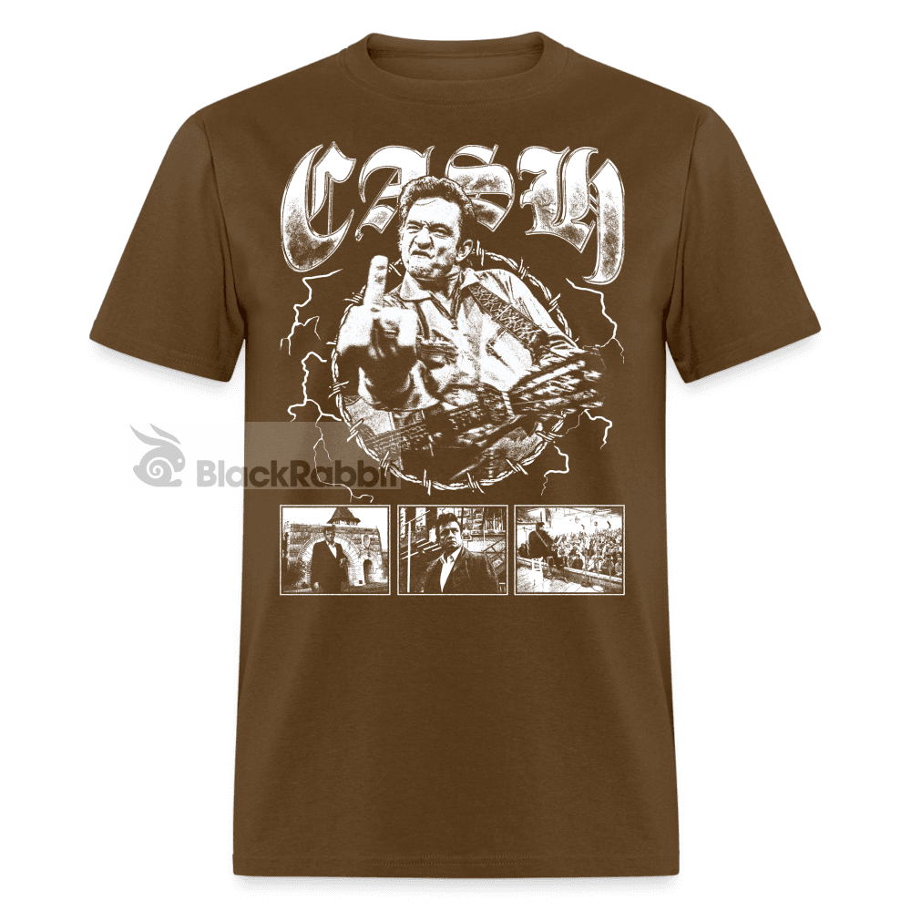 Johnny Cash Middle Finger Outlaw Country Retro Vintage Bootleg Hip Hop Unisex Classic T-Shirt - brown