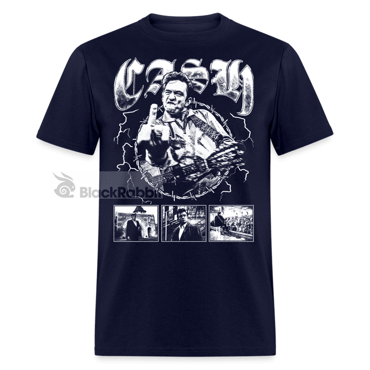 Johnny Cash Middle Finger Outlaw Country Retro Vintage Bootleg Hip Hop Unisex Classic T-Shirt - navy