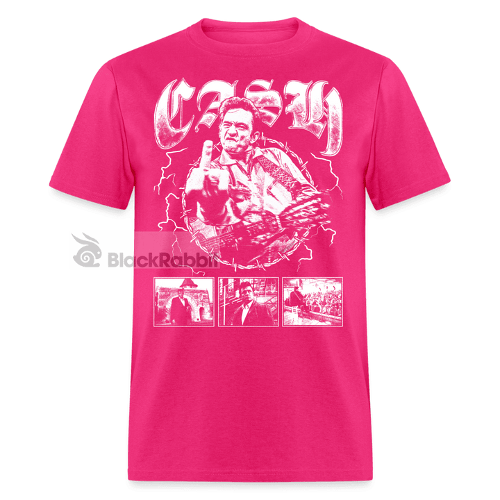 Johnny Cash Middle Finger Outlaw Country Retro Vintage Bootleg Hip Hop Unisex Classic T-Shirt - fuchsia