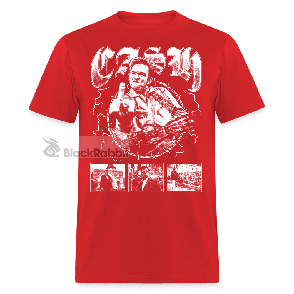 Johnny Cash Middle Finger Outlaw Country Retro Vintage Bootleg Hip Hop Unisex Classic T-Shirt - red