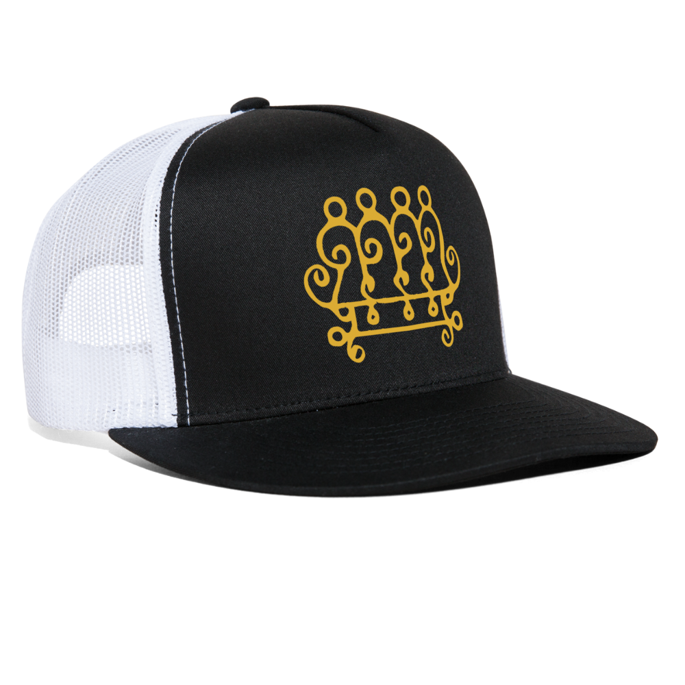 Hereditary King Paimon Sigil Variant Trucker Hat Retro 90s Mesh Cap - black/white