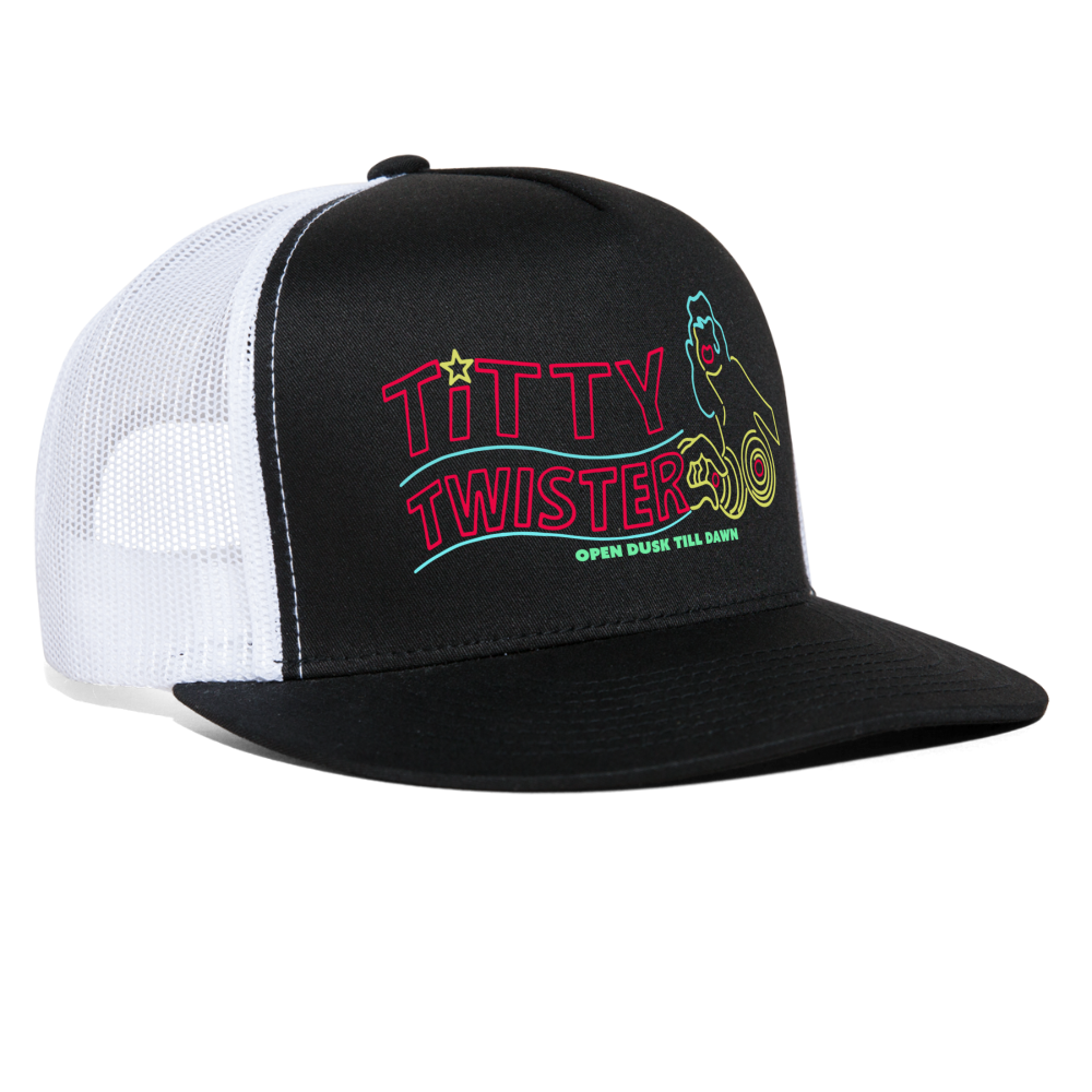 Titty Twister Dusk Till Dawn Inspired Trucker Hat - black/white