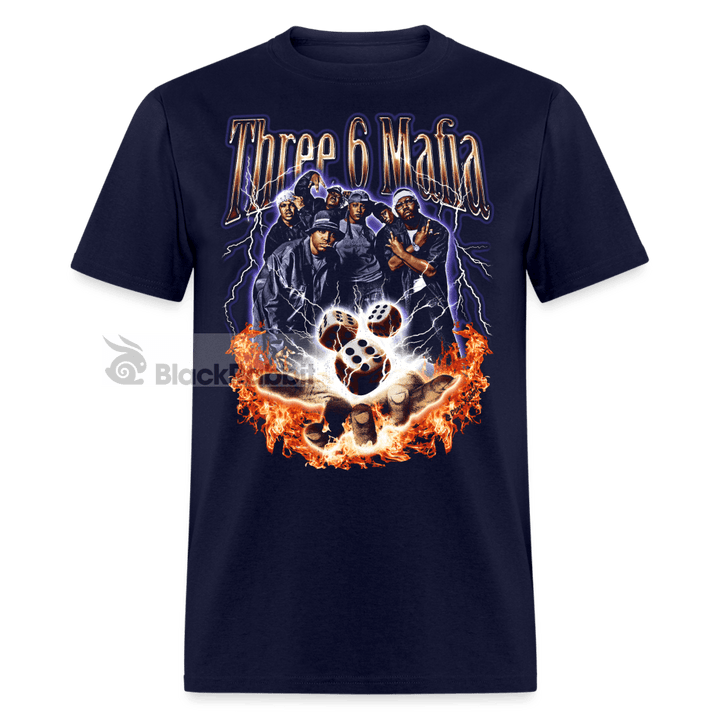 Three 6 Mafia Retro Vintage Bootleg Unisex Classic T-Shirt - navy