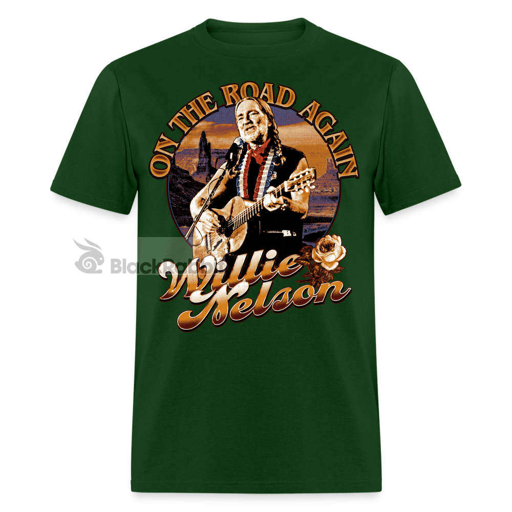 Willie Nelson On The Road Again 80s Country Retro Vintage Bootleg Hip Hop Unisex Classic T-Shirt - forest green