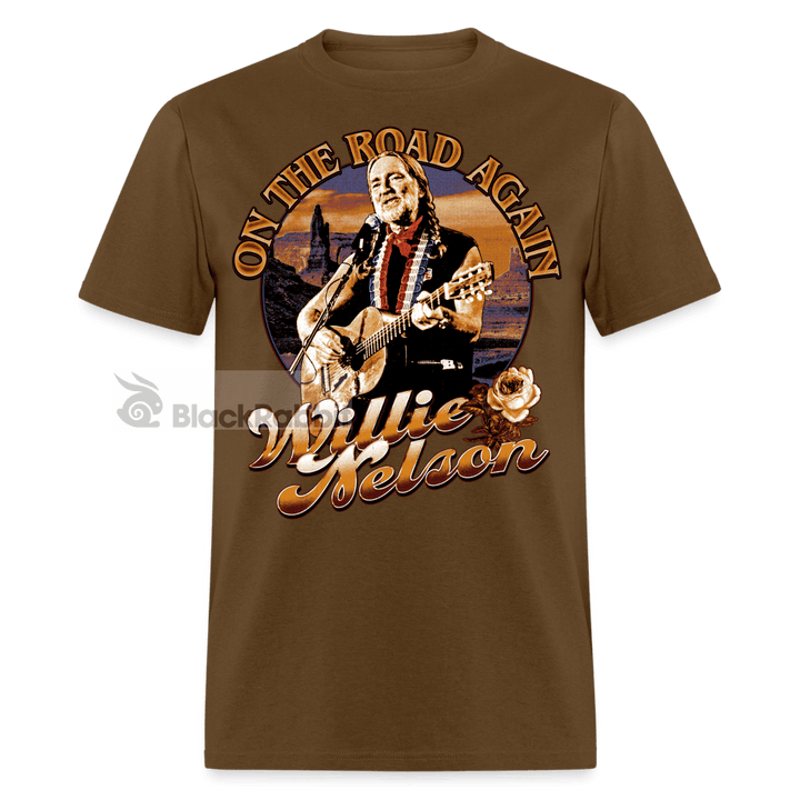 Willie Nelson On The Road Again 80s Country Retro Vintage Bootleg Hip Hop Unisex Classic T-Shirt - brown