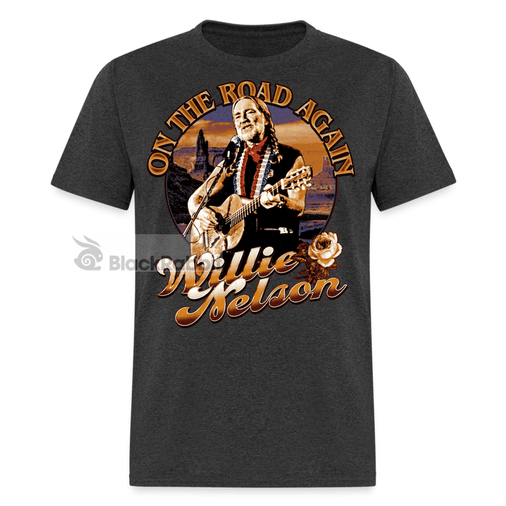 Willie Nelson On The Road Again 80s Country Retro Vintage Bootleg Hip Hop Unisex Classic T-Shirt - heather black