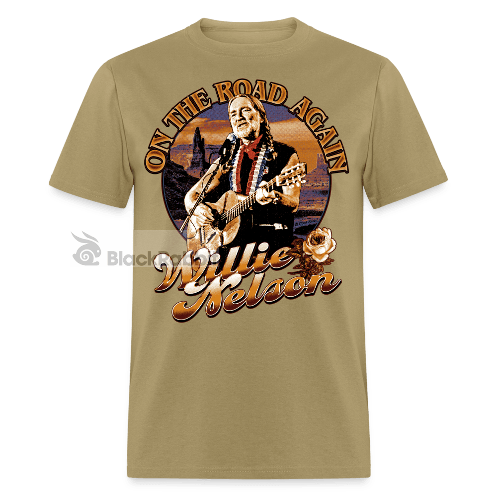 Willie Nelson On The Road Again 80s Country Retro Vintage Bootleg Hip Hop Unisex Classic T-Shirt - khaki