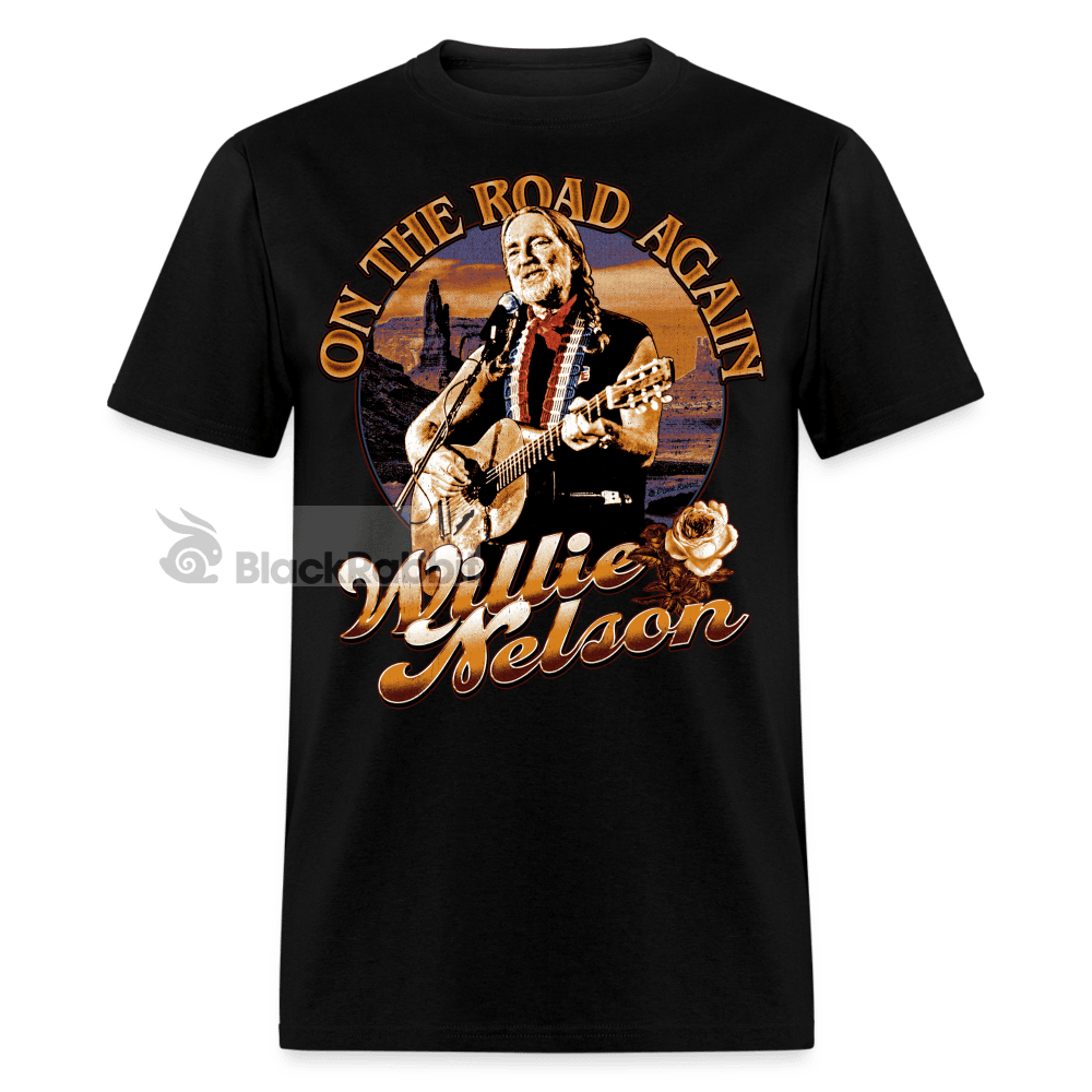 Willie Nelson On The Road Again 80s Country Retro Vintage Bootleg Hip Hop Unisex Classic T-Shirt - black