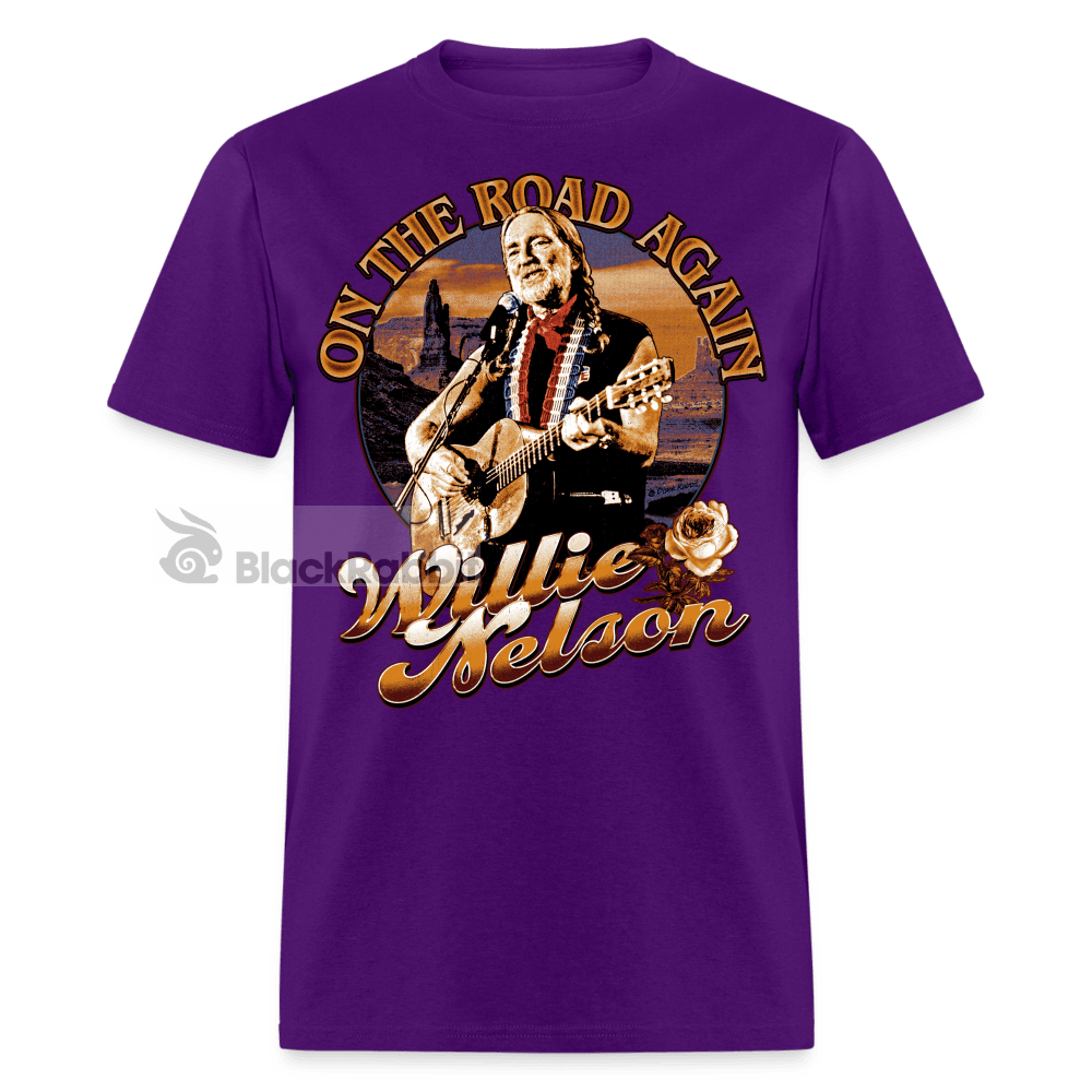 Willie Nelson On The Road Again 80s Country Retro Vintage Bootleg Hip Hop Unisex Classic T-Shirt - purple